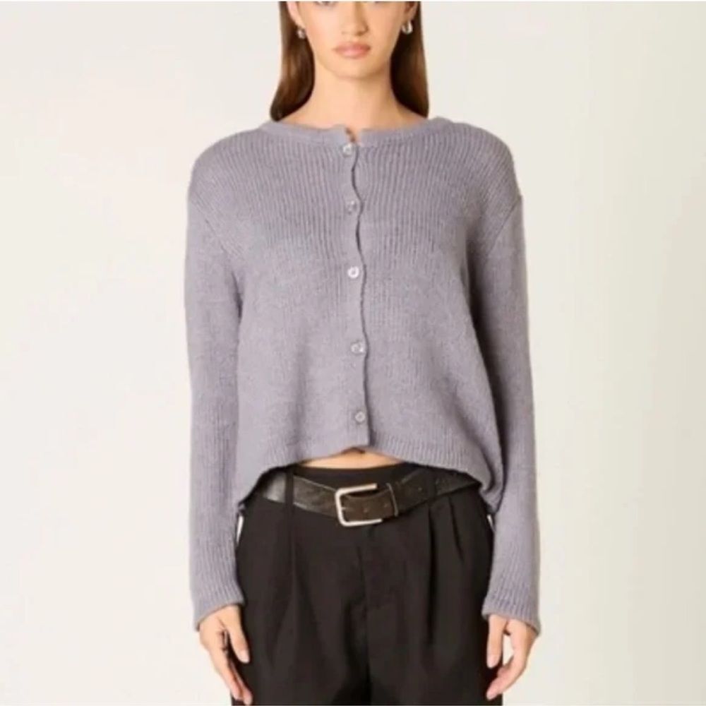 Nia Revolve Ariana wool blend knit boxy cardigan sweater women’s Gray plus NWT!